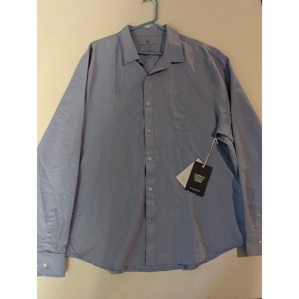 Mack Weldon Shirt Mens XXLarge Blue Button Up Collared Long Sleeve Preppy Classy